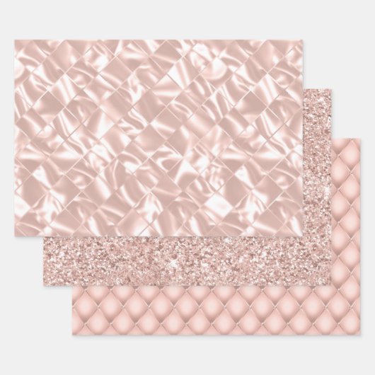 Elegante Glitzy Blush Pink und Silver Imitate Sati Geschenkpapier Set (Set)
