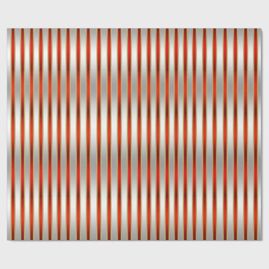 Elegante Glitzy Shiny Silver und Rote Streifen Geschenkpapier (Flach)