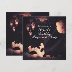 Elegante Glow Vintage-Maskenmasken-Einladung Einladung