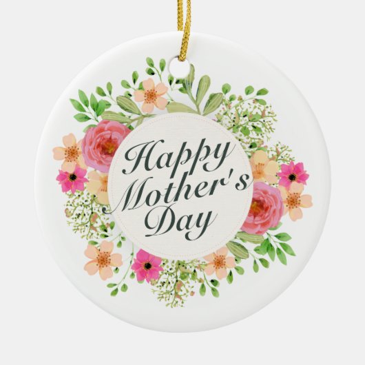 Elegante glückliche Blumenverzierung der Mutter Keramik Ornament (Vorne)