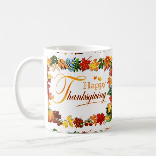 Elegante glückliche Erntedank-Grüße Kaffeetasse (Links)