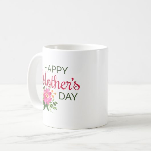 Elegante glückliche Kaffee-mit BlumenTasse der Kaffeetasse (Vorderseite Links)