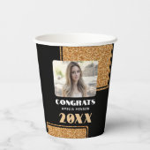 Elegante Glückwunsch Graduate Gold Glitzer Foto Pappbecher (Rückseite)