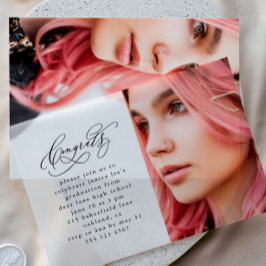 Elegante Glückwunsch Script Foto Graduation Party Pergament Einladungen