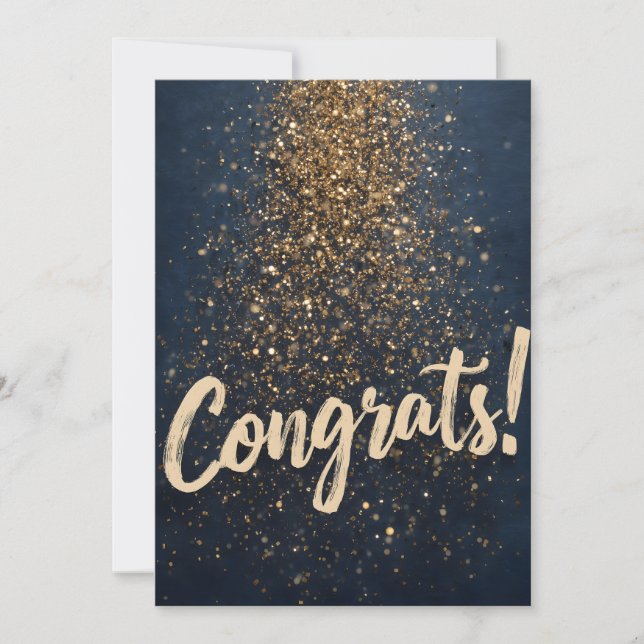 Elegante "Glückwünsche!" Gruß mit Golden Confetti (Vorderseite)