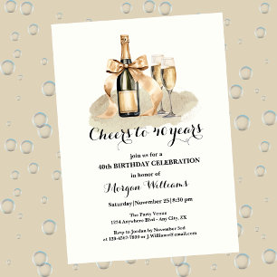 Elegante Glückwünsche zum 40-jährigen Champagner-G Einladung
