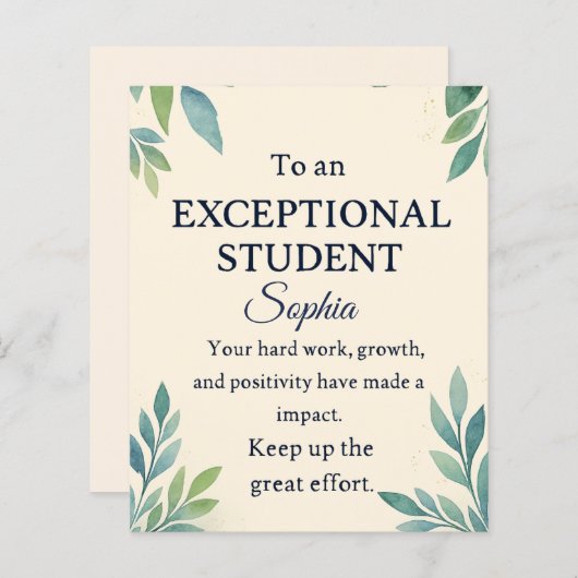 Elegante Glückwunschkarte für eine außergewöhnlich (Vorne/Hinten)