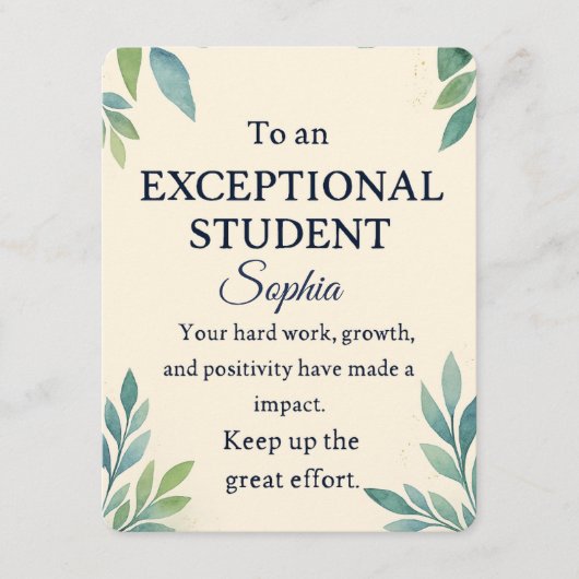 Elegante Glückwunschkarte für eine außergewöhnlich Begleitkarte (Vorderseite)