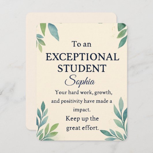 Elegante Glückwunschkarte für eine außergewöhnlich Begleitkarte (Vorne/Hinten)