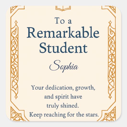 Elegante Glückwunschkarte für einen bemerkenswerte Quadratischer Aufkleber (Vorderseite)