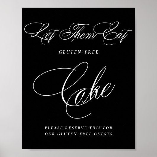 Elegante glutenfreie Kuchenweißkalligraphie | Tabe Poster (Vorne)