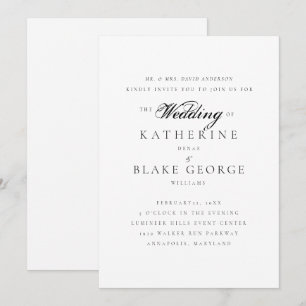 Elegante Gnade Hochzeit Braut Eltern Matt Einladung