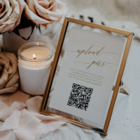 Elegante Gold 12x18" Tischnummer mit Foto QR Code
