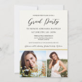 Elegante Gold 3 Foto Calligraphy Graduation Party Einladung (Rückseite)