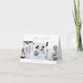 Elegante Gold 3 Fotovorlage geklappt Vielen Dank Dankeskarte (Vorderseite)