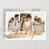 Elegante Gold 4 Foto Wedding Dankeschön Card Einladung (Vorne/Hinten)