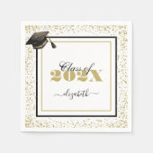 Elegante Gold Abschluss Class 2025 Individuelle Na Serviette (Vorderseite)