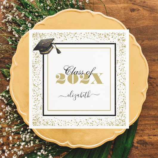 Elegante Gold Abschluss Class 2025 Individuelle Na Serviette