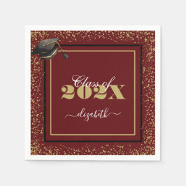 Elegante Gold Abschluss Class 2025 Individuelle Na Serviette