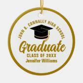 Elegante Gold Abschluss Foto Graduate Weihnachten Keramik Ornament (Vorne)