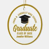 Elegante Gold Abschluss Foto Graduate Weihnachten Keramik Ornament (Links)