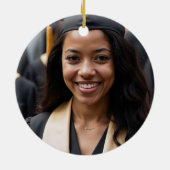 Elegante Gold Abschluss Foto Graduate Weihnachten Keramik Ornament (Hinten)