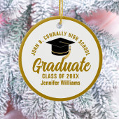 Elegante Gold Abschluss Foto Graduate Weihnachten Keramik Ornament