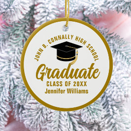Elegante Gold Abschluss Foto Graduate Weihnachten Keramik Ornament