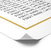 Elegante Gold Alphabetische Hochzeitssattelkarte Poster (Ecke)