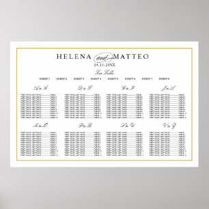 Elegante Gold Alphabetische Hochzeitssattelkarte Poster
