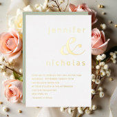 Elegante Gold Ampersand Sage Green Wedding Folieneinladung