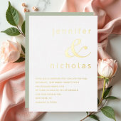 Elegante Gold Ampersand Sage Green Wedding Folieneinladung