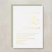 Elegante Gold Ampersand Sage Green Wedding Folieneinladung