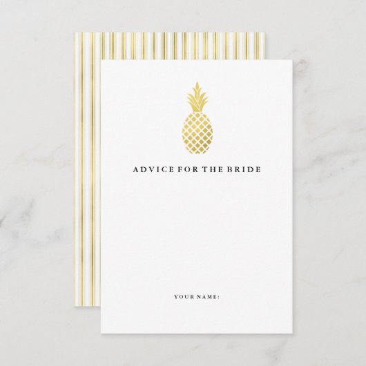 Elegante Gold Ananas Beratung für die Braut Hinweiskarte (Vorne/Hinten)