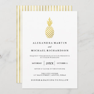 Elegante Gold Ananas Einladung zur Hochzeit