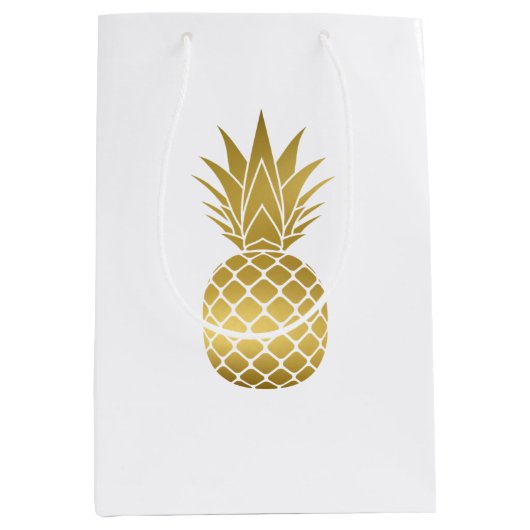 Elegante Gold Ananas Geschenktasche Mittlere Geschenktüte (Vorderseite)