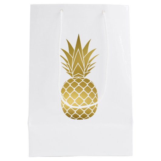 Elegante Gold Ananas Geschenktasche Mittlere Geschenktüte (Rückseite)