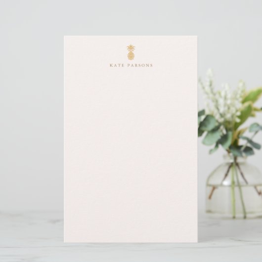 Elegante Gold Ananas Notepad Note Card Briefpapier (Stehend Vorderseite)