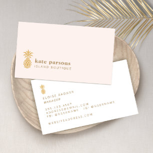 Elegante Gold Ananas Pink Business Card Visitenkarte