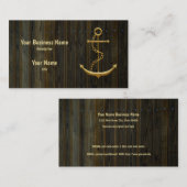 Elegante Gold Anchor Rustic Dock Wood Modern Visitenkarte (Vorne/Hinten)