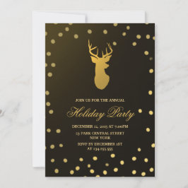 Elegante Gold Antler Gold Confetti Einladung