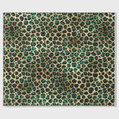 Elegante Gold Aquamarin Leopard Animal Print Geschenkpapier (Flach)