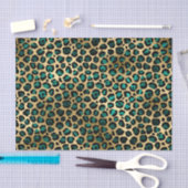 Elegante Gold Aquamarin Leopard Animal Print Seidenpapier (Handwerk)