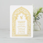 Elegante Gold Arabesque Wedding Folieneinladung (Stehend vorne)