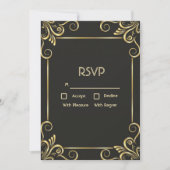 Elegante Gold Art Deco Vintage RSVP Karte (Vorderseite)