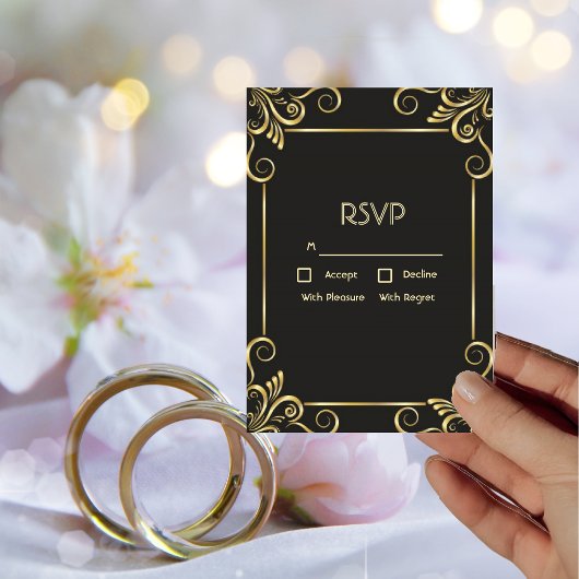 Elegante Gold Art Deco Vintage RSVP Karte