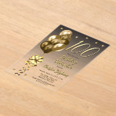 Elegante Gold Ballons auf der Black 100 Birthday P Acryleinladungen (Ablage )