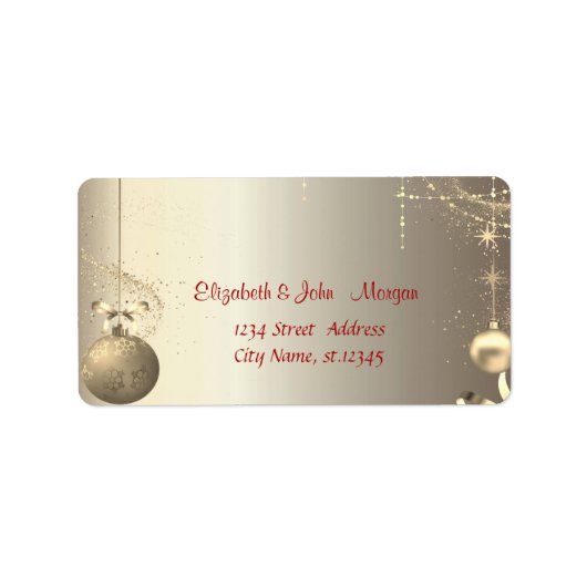 Elegante Gold Balls Snowflakes Stars Adressaufkleber (Vorne)