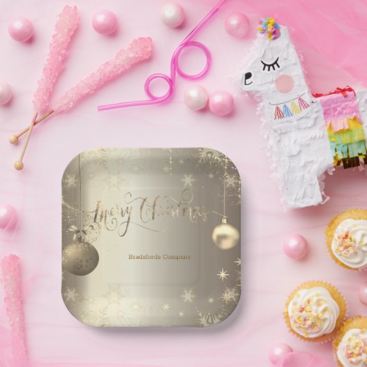 Elegante Gold Balls Snowflakes Stars Pappteller (Party)