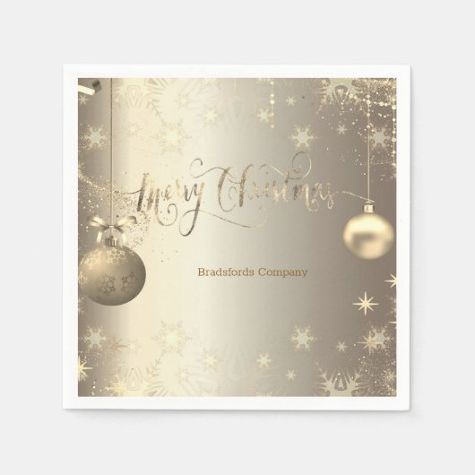 Elegante Gold Balls Snowflakes Stars Serviette (Vorderseite)